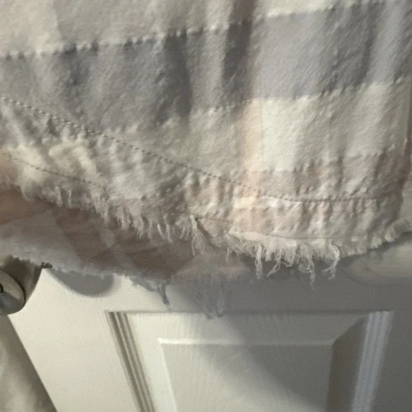 Free People Women's Fringed Plaid Button-Up Shirt Multicolor Size Large Pastel - Picture 2 of 11